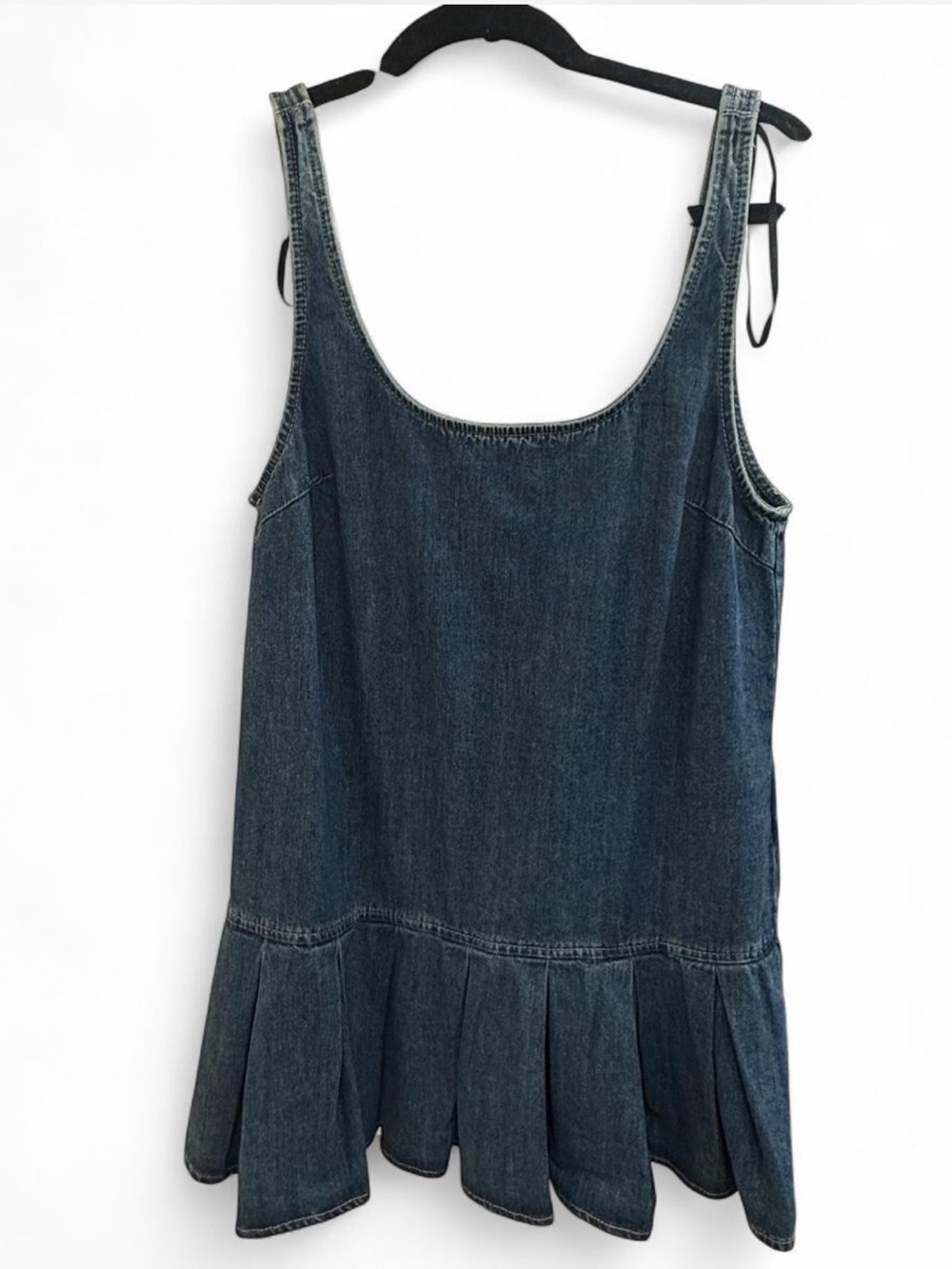 Zara Dark Denim Ruffle-Hem Mini Dress